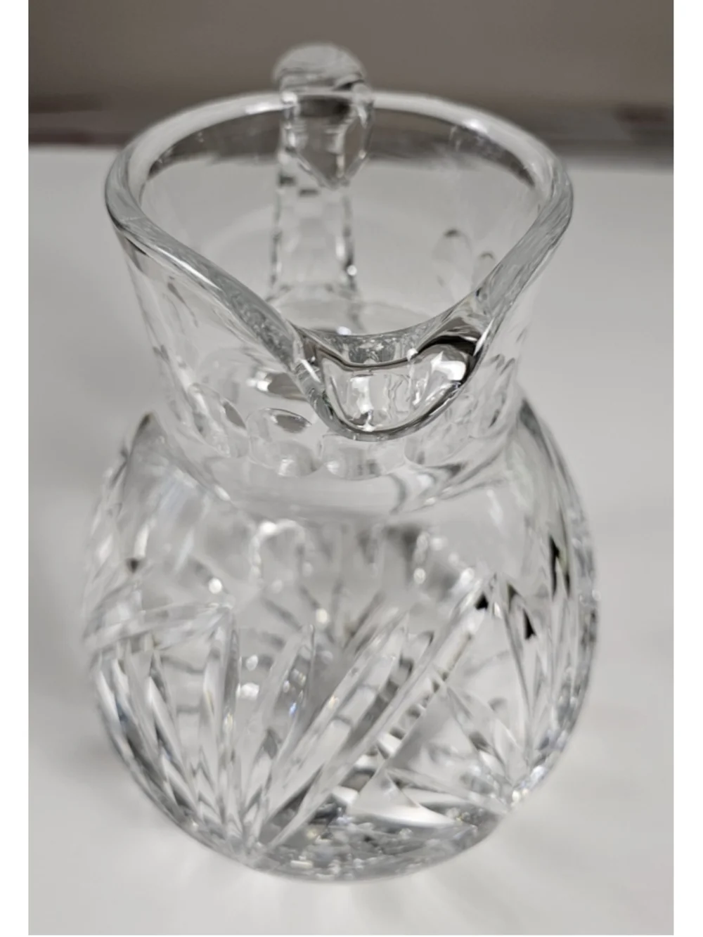 Vintage Heavy 24% Lead Crystal Water Pitcher Jug 4.7 lbs Fan Cut Rare Find